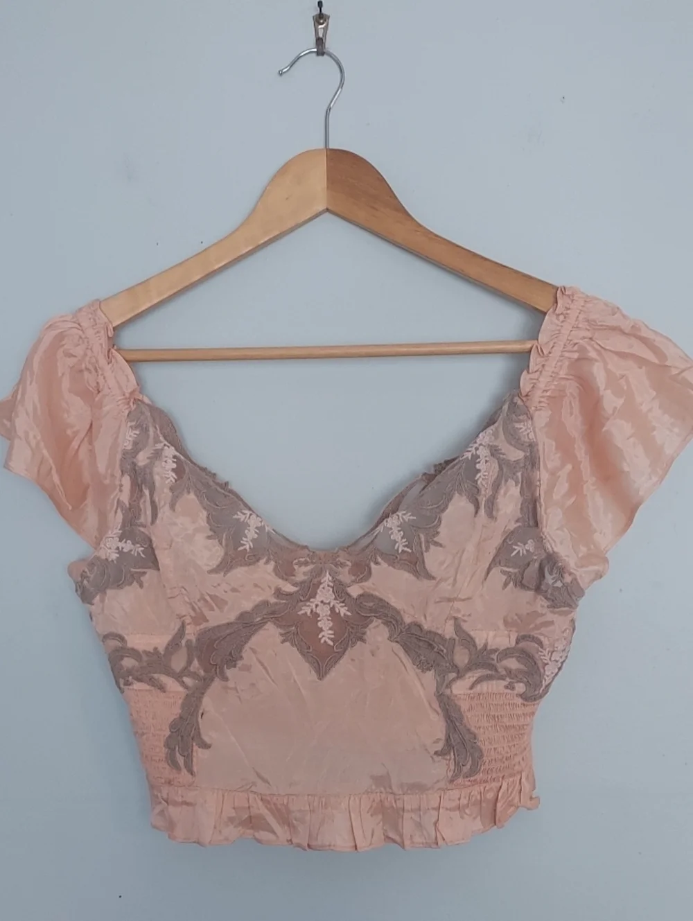 Free People Revolve Say It Again Silky Blush Cropped Top Size Medium